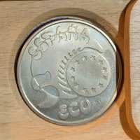 Сребърна монета 5 ECU Испания, снимка 4 - Нумизматика и бонистика - 39608608