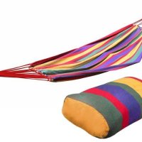 Цветен хамак памучно платно с чанта/Многоцветно райе, снимка 3 - Къмпинг мебели - 43853321