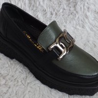 Обувки, естествена кожа, зелени, сини, бордо,  код 506/ББ1/95, снимка 3 - Дамски ежедневни обувки - 40416452