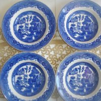 Винтидж Порцелан 1949г-1957г-VICTORIA PORCELAIN WILLOW FENTON-Made in ENGLAND-4 бр.НОВИ Чинии ф230мм, снимка 2 - Чинии - 39895680