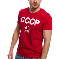 Нова червена мъжка тениска с трансферен печат СССР, Русия, снимка 3 - Тениски - 29038874