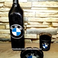 Подарък за фен на BMW (БМВ)-Ръчно декорирана бутилка, снимка 6 - Фен артикули - 38162743