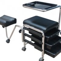 Козметичен стол - табуретка за педикюр - CH-5005A - черна/бяла, снимка 1 - Педикюр и маникюр - 27671959