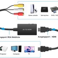 RCA към HDMI конвертор,AV към HDMI адаптер,1080P CVBS видео аудио адаптер,PS3/Xbox/VHS/VCR/Blue-Ray , снимка 11 - Стойки, 3D очила, аксесоари - 42946982