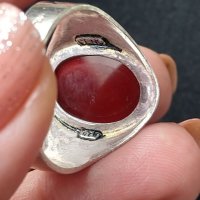 Стар турски сребърен пръстен с Карнеол - камъкът на любовта и здравето, снимка 3 - Пръстени - 40446795