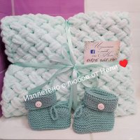 Ръчно плетена бебешка пелена завивка одеалце, снимка 1 - Спално бельо и завивки - 38777907