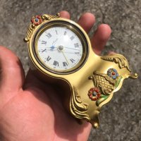 стар малък настолен часовник с латерна "Schmid" - WEST GERMANY , снимка 4 - Антикварни и старинни предмети - 40365309
