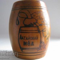 руска дървена кутия - буре с мечка, снимка 1 - Антикварни и старинни предмети - 28884001