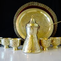 Арабски чаши от месинг,релефни цветя. , снимка 10 - Антикварни и старинни предмети - 40700950