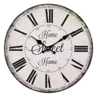 Стенен часовник с ретро дървени латински цифри "Home Sweet Home" Ø34см, снимка 2 - Стенни часовници - 44060090