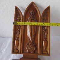 27 см дървен иконостас Богородица дърворезба пано религия фигура икона дърворезба, снимка 4 - Статуетки - 28965021