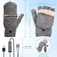 Нови Плетени Топли USB Ръкавици, 3 Температурни Режима Идеални за зимата, снимка 2 - Ръкавици - 43682890