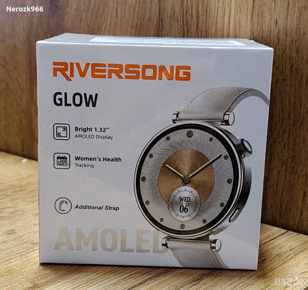 НОВ!!!Смарт часовник Riversong GLOW сребрист SW906 AMOLED с две каишки, снимка 1
