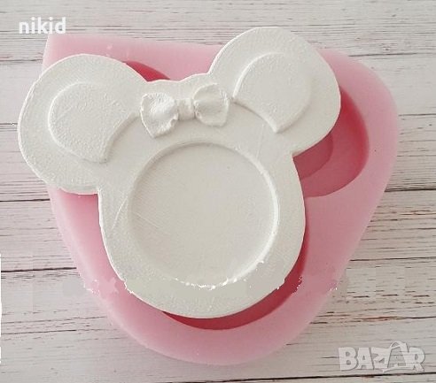 Мини Маус minnie mouse голяма глава рамка снимка дълбок силиконов молд форма фондан шоколад гипс, снимка 1