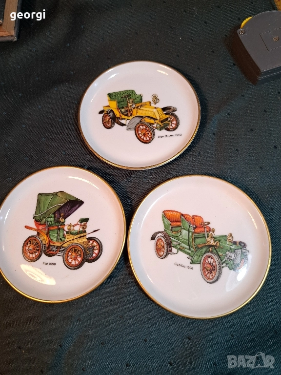 три немски порцеланови чинийки с ретро коли 30/3, снимка 1