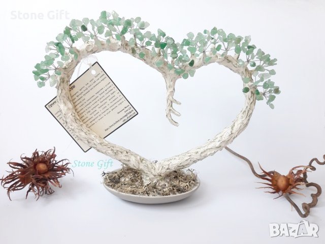 Дръвче Авантюрин Сърце, Юбилей, Подарък Момиче, Подарък Имен ден, Бижу, Идея Нова Година, снимка 1