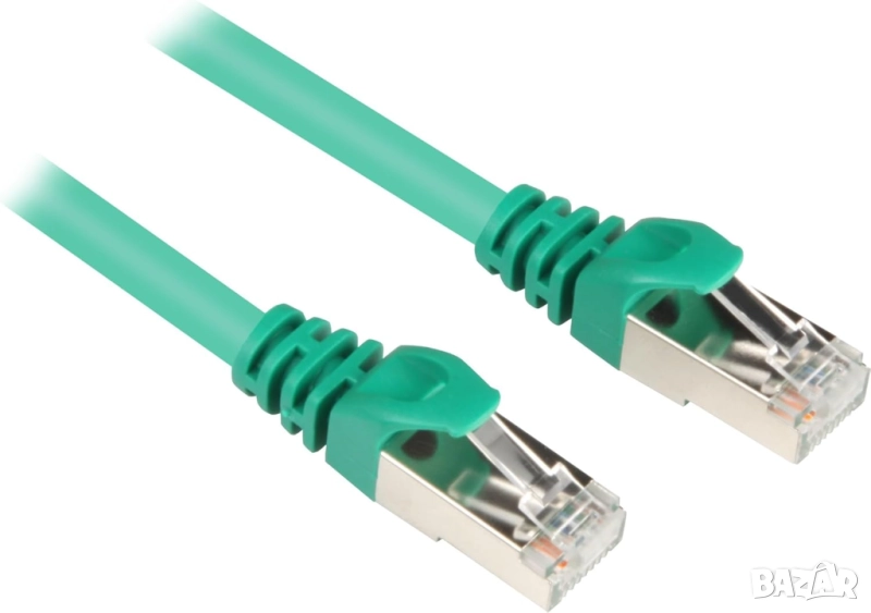 Sharkoon CAT.6 S/FTP Ethernet Кабел 1.5 м – Зелен, Високоскоростен Мрежов LAN Кабел RJ45 за Компютър, снимка 1