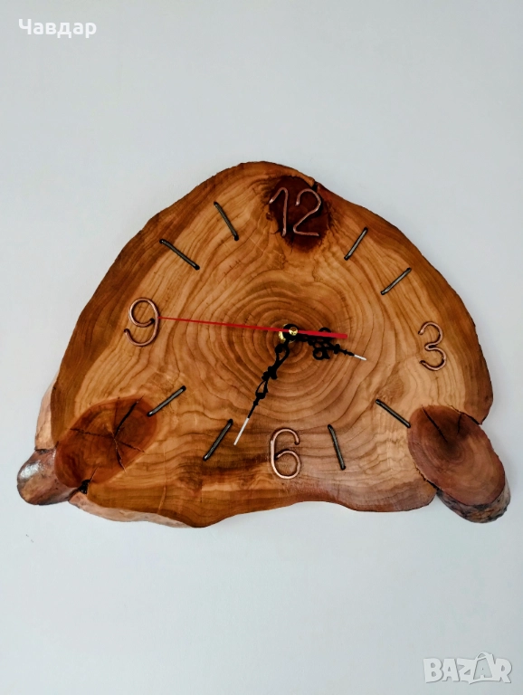Ръчно изработен дървен стенен часовник, снимка 1