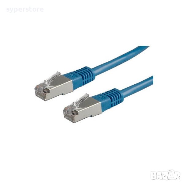 Кабел за Лан мрежа 2м Roline 21.15.0144 LAN FTP Patch кабел Cat.5e син с RJ-45 конектори, снимка 1
