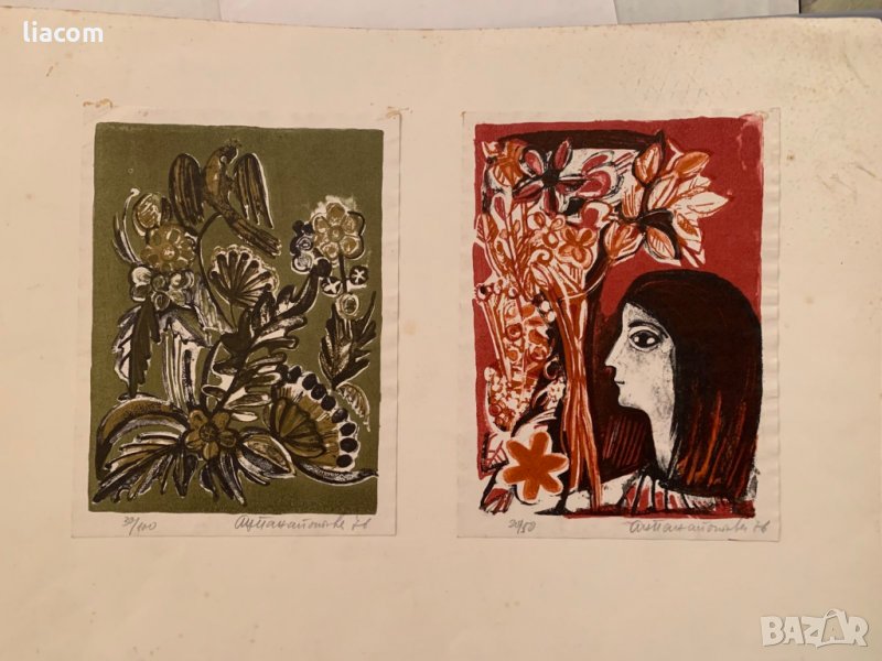 АНАСТАСИЯ ПАНАЙОТОВА литография диптих, снимка 1