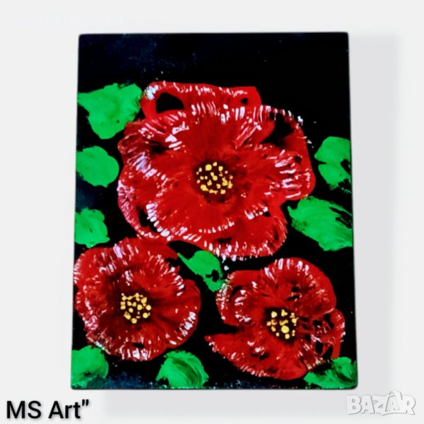 Абстрактна картина с цветя! Ръчна изработка!, снимка 1