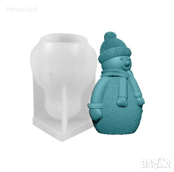 Силиконов молд снежен човек за свещи , фондан , коледен молд коледа свещ, снимка 1