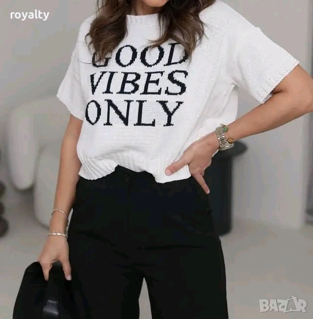 Бяла Дамска Блуза Фино Плетиво , снимка 1