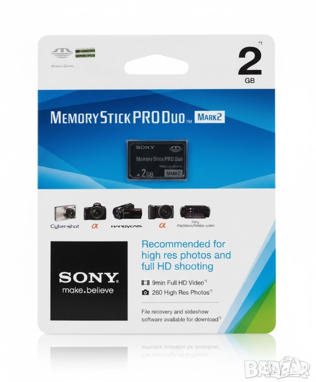 Mark2 / MagicGate / за PSP & Cyber-shot 2GB Memory Stick Pro Duo MagicGate Mark2 Sony, снимка 1