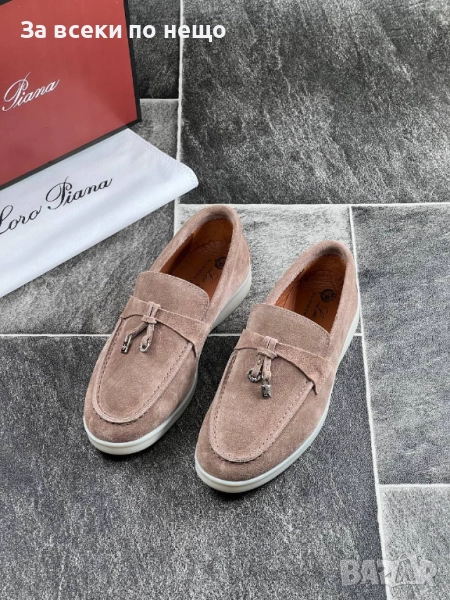 Loro Piana Дамски Тъмно Бежови Ежедневни Обувки Естествена Кожа Код E876, снимка 1