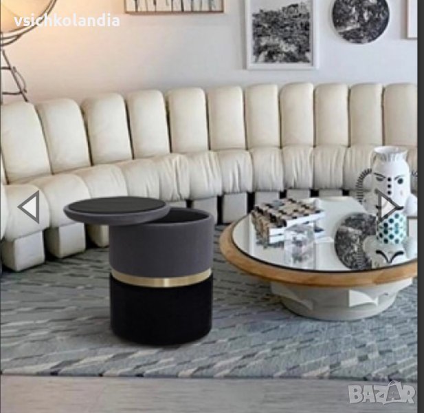 Табуретка кадифена Suhu с място за съхранение (код продукт 105), снимка 1