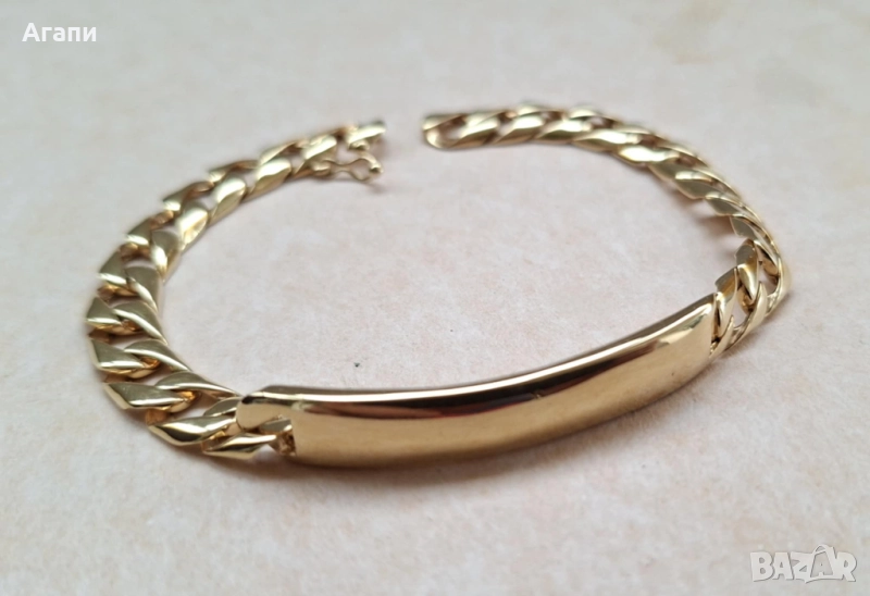 Златна гривна с плочка проба 585 или 14 карата чисто нова , снимка 1