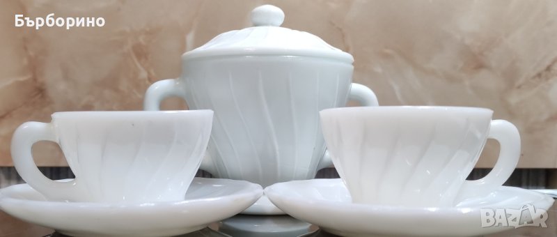 Захарница и две чаши за кафе, снимка 1