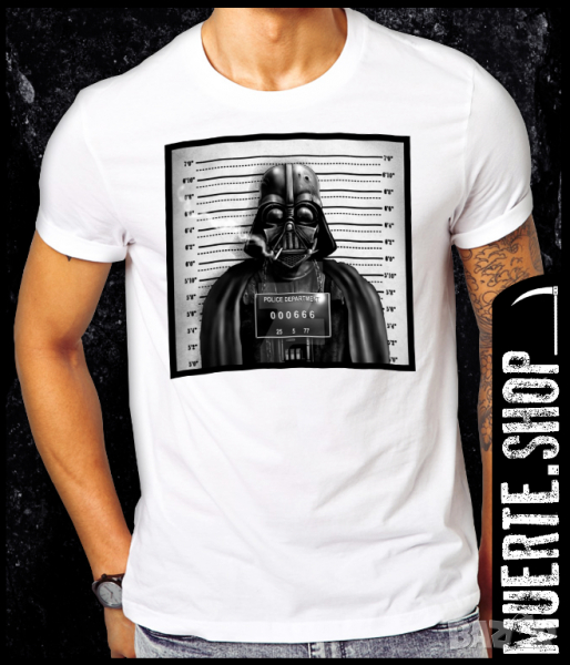 Тениска с щампа DARTH VADER MUGSHOT, снимка 1