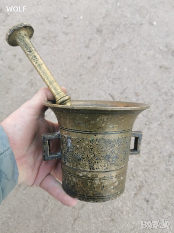 19в Стар Медицински хаван 1.910кг от Бронз, снимка 1