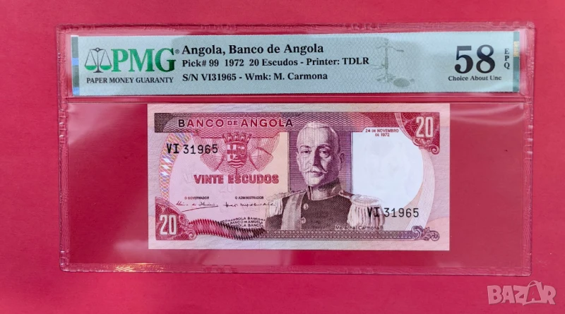 Ангола 20 ескудо 1972 г. PMG 58, снимка 1