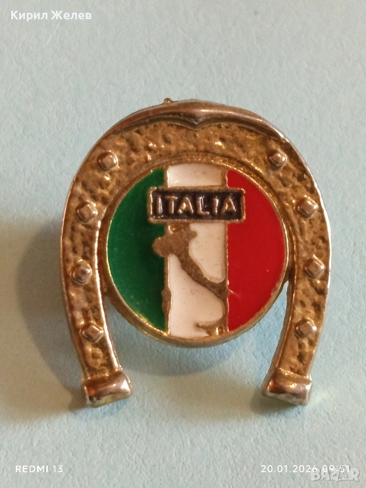 Сувенирна значка ИТАЛИЯ с подкова за късмет 51666, снимка 1