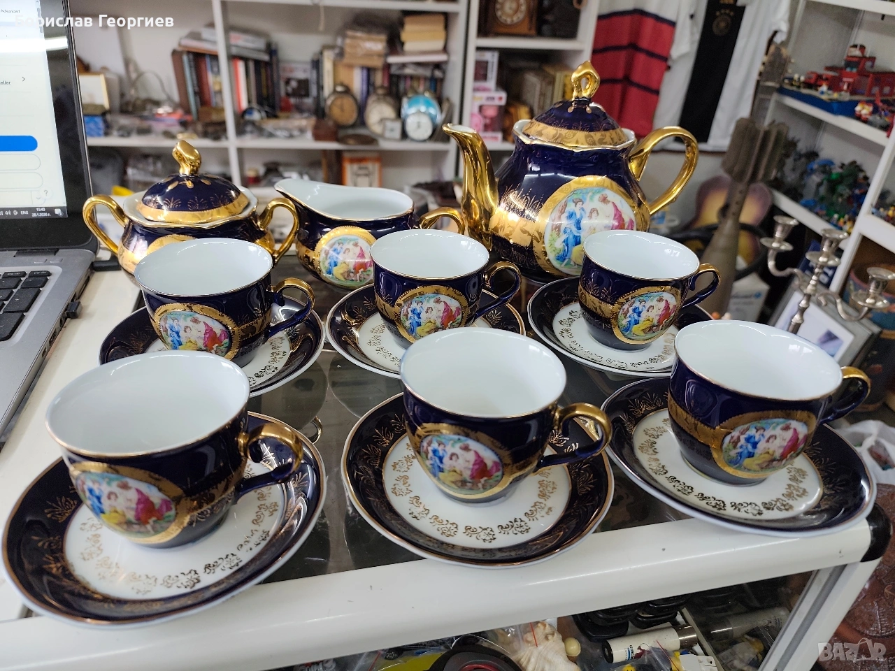 Порцеланов сервиз за кафе Thun karlovarsky original kobalt, снимка 1