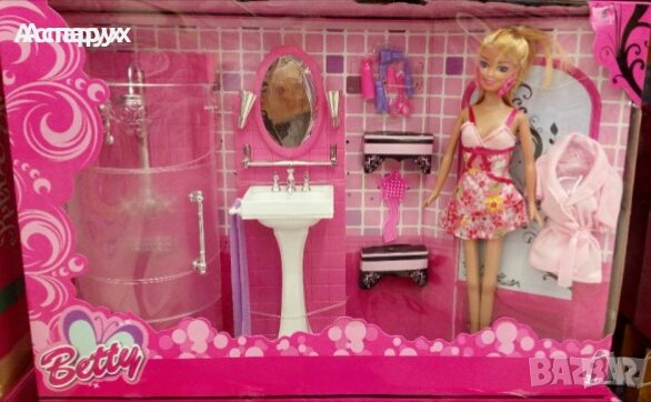 Детски комплект кукла манекен с баня, душ кабина и аксесоари, снимка 1