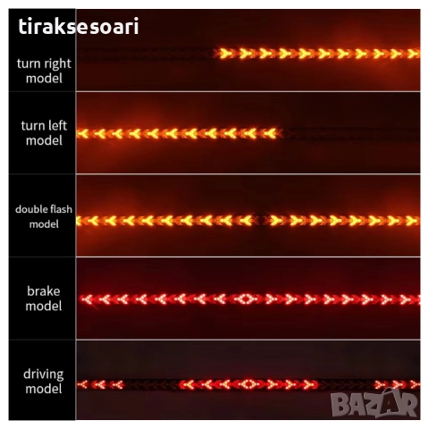 150 СМ LED лента за задна броня с 3 светлини - стоп, габарит и мигач, снимка 3 - Аксесоари и консумативи - 52822659