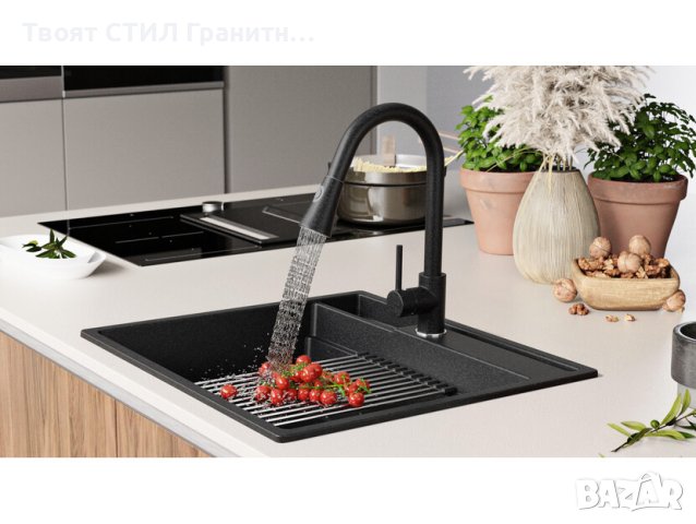 Кухненска Мивка от гранит модел Осло 40 Премиум 380 x 530 мм - графит, снимка 10 - Мивки - 41875256
