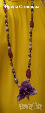 Колие с естествен цвят на орхидея , снимка 12 - Колиета, медальони, синджири - 50176243