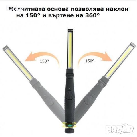  LED РАБОТНА ЛАМПА С МАГНИТ Лед прожектор  фенер 37 см, снимка 8 - Други инструменти - 35441897