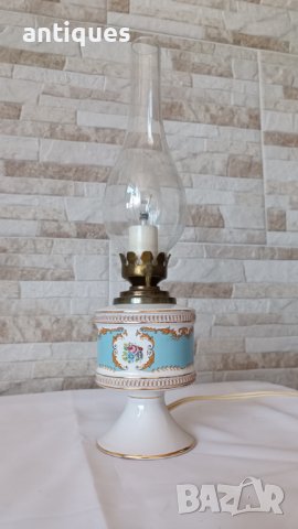 Стара френска порцеланова лампа - PEINT A LA MAIN - T.LIMOGE - Антика, снимка 2 - Антикварни и старинни предмети - 43939722