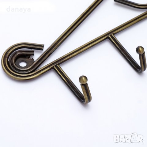 1310 Метална закачалка за стена с 6 куки за закачане меден цвят, снимка 2 - Закачалки - 27724702