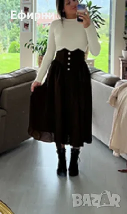 Елегантна пола, Ефектна пола, Миди пола, Черна пола, Бежова пола, Ретро пола, снимка 4 - Поли - 47326034