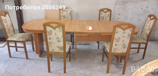 Комплект масивна разтегателна маса с 6 стола, снимка 3 - Маси - 53477246