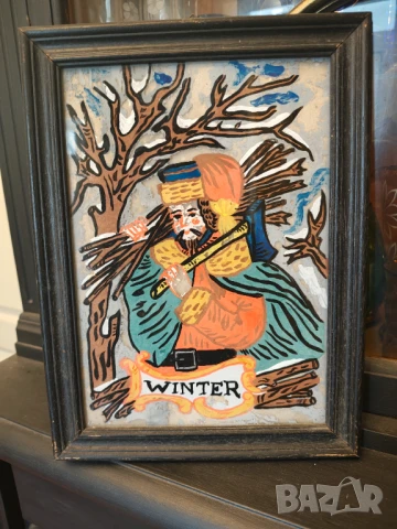 Картина найвизъм върху стъкло ,дървена рамка , снимка 2 - Картини - 50474750