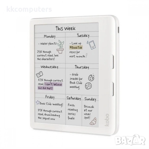 Kobo Libra Colour Четец за е-книги- 7" цветен E-Ink дисплей, 32GB, водоустойчив, бял