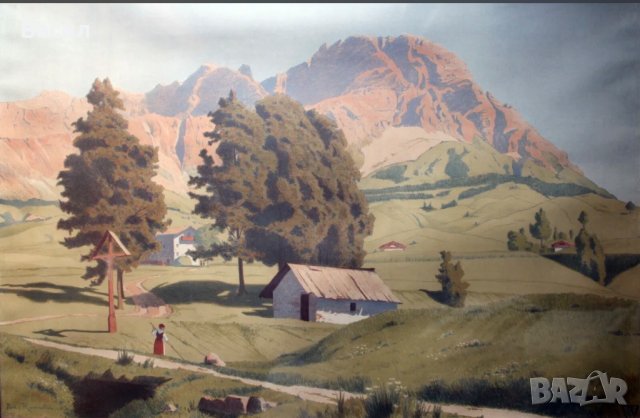 Голяма цветна литография, снимка 2 - Декорация за дома - 38904925