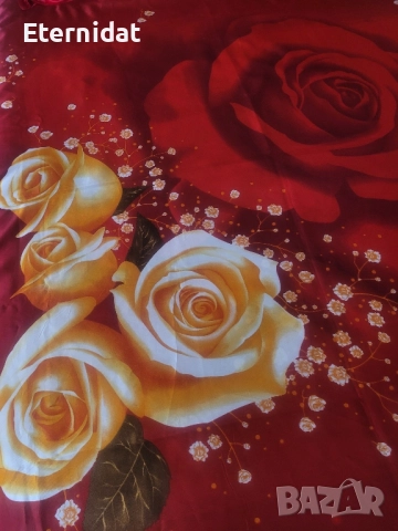 Сатенени чаршафи с рози, снимка 3 - Спално бельо - 52059480